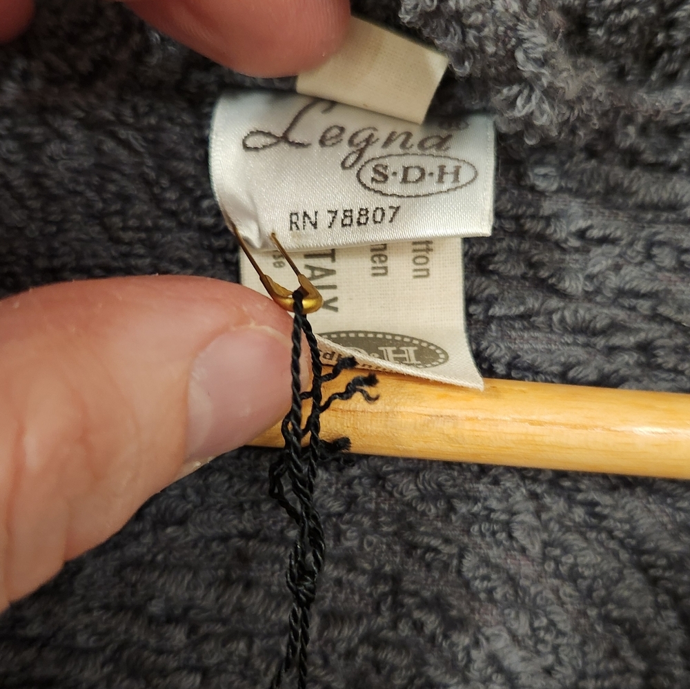 NWT Big Sur Shawl Luxurious Italian Cotton And Linen Bath Robe Grey Size L/XL - Picture 8 of 10